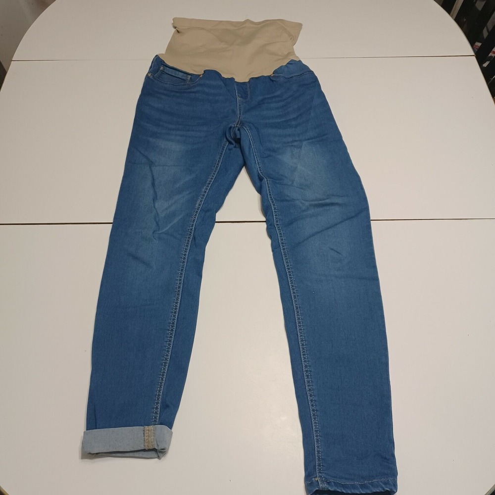 Blue Savvy Women Slim Skinny Jean Stretch Whiskered Medium Wash Maternity M